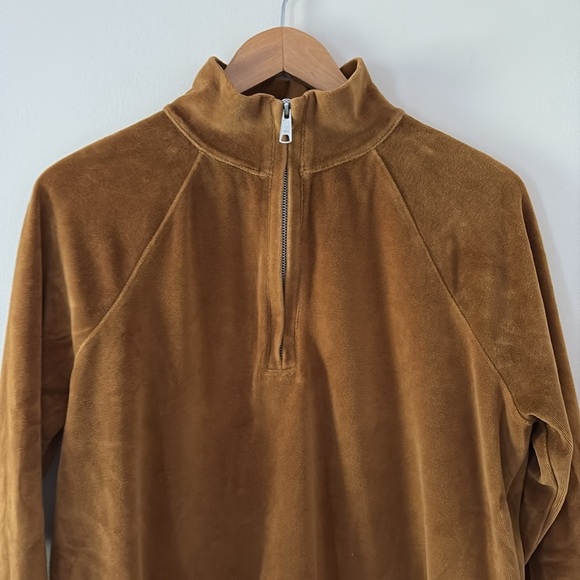 Madewell MWL Velour Half-Zip Sweatshirt Long Sleeves Relaxed Cedar Brown Size M - Picture 5 of 11